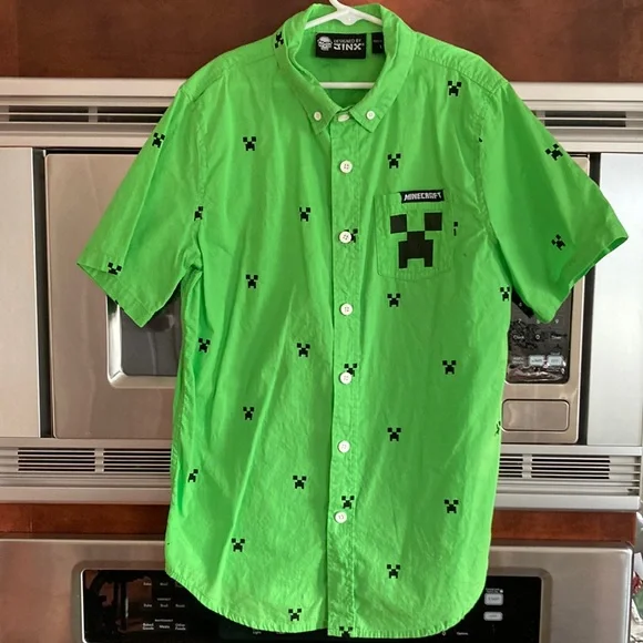 minecraft dress shirt Amazon.com: Minecraft Creeper Little Boys Short Sleeve Button Down Dress  Shirt Green 4: Clothing, Shoes & Jewelry